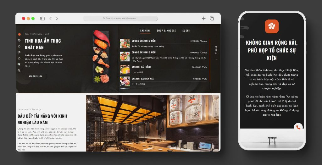 Thiết kế website nhà hàng Sushi Kei